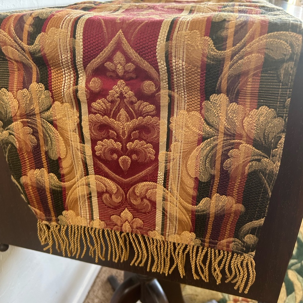 Elegant Tapestry Table Runner with Fringe